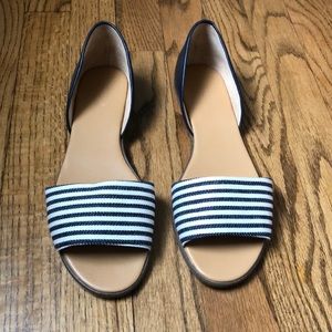 J Crew Striped Peep-Toe Flats